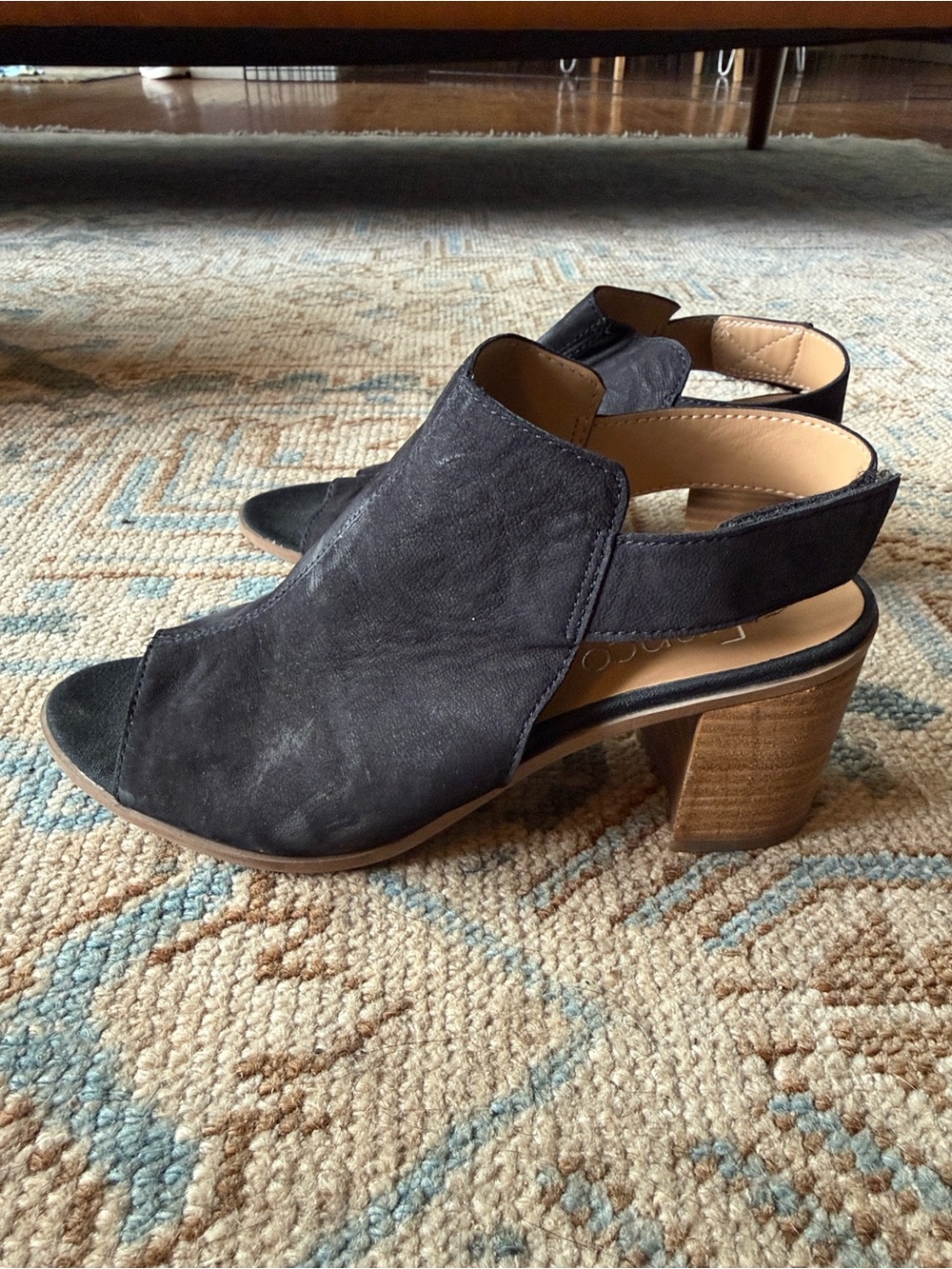 Franco Sarto Black Open-Toe Slingback Heels